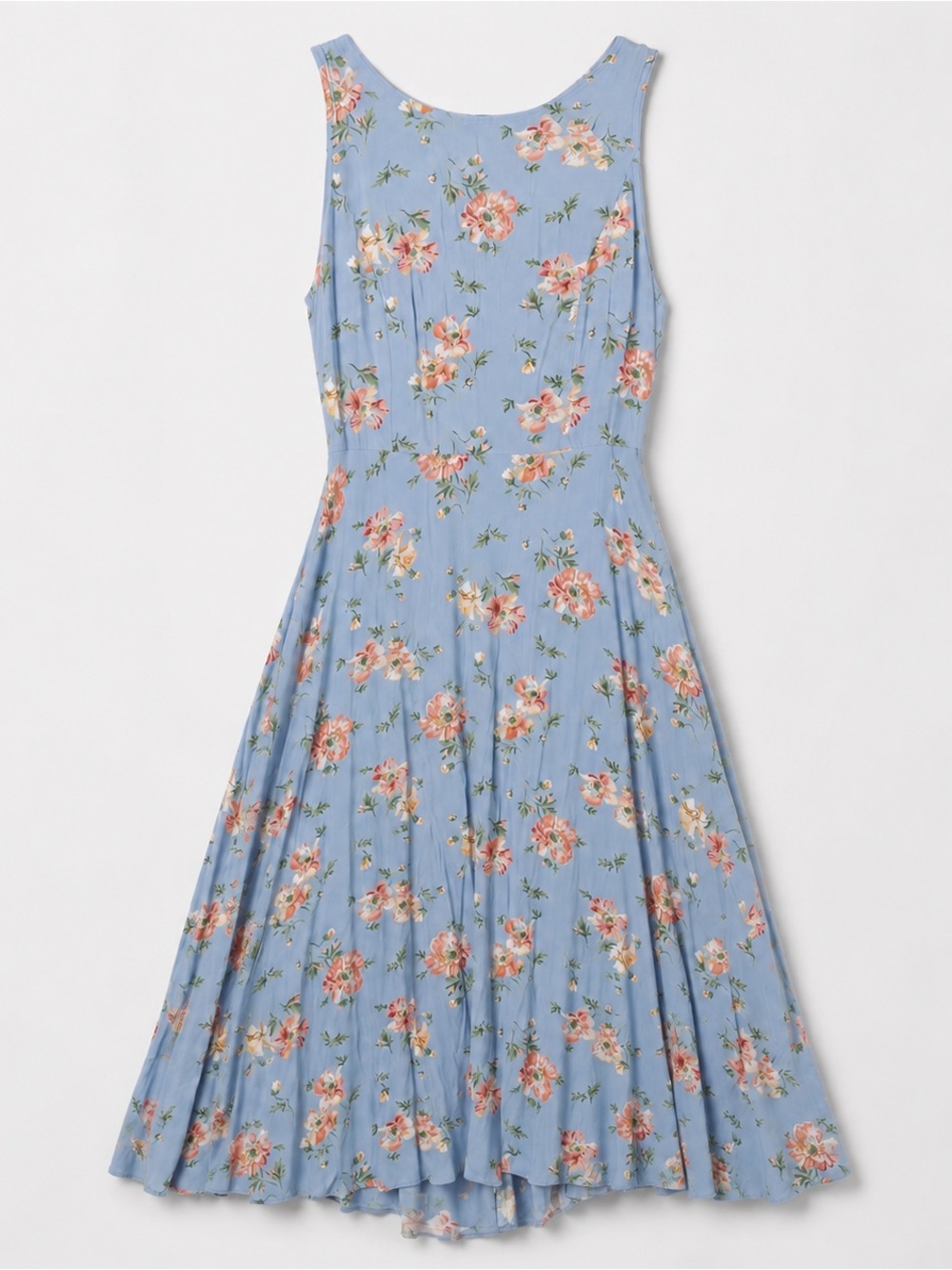 Vintage Y2K Laura Ashley Blue Floral Viscose Midi Dress 12
